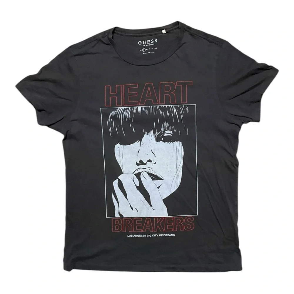 🕶️ GUESS “Heartbreakers” Graphic‎ Tee 🔥 LA City of Dreams Size M - Picture 2 of 6